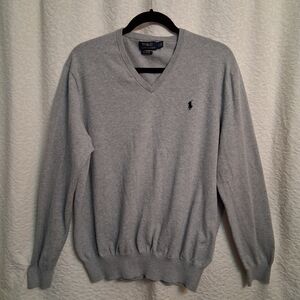 Ralph Lauren Men's Heather Gray V-Neck Sweater